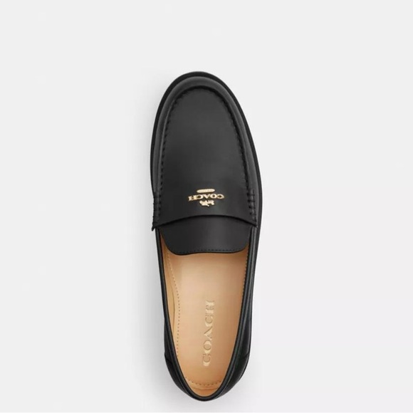 Coach Black Leather Slip-On Loafers - Picture 2 of 4